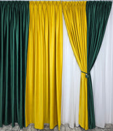 Draperie Catifea in doua culori: verde smarald cu galben